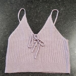 Lilac Knit Camisole with Tie-Front